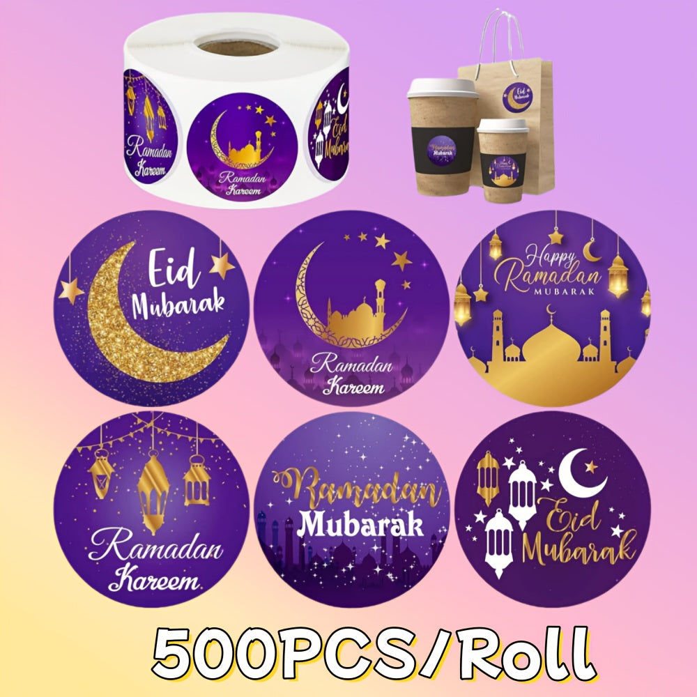 Ramadan Kareem Stickers Set 500 Pieces Mosque Lantern Star Gift Wrapping Decoration