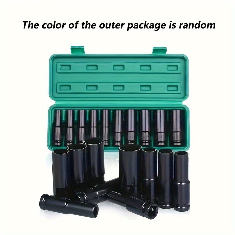 10 Pieces Deep Drive Impact Wrench Socket Set 1/2 Inch 8-24 Mm Carbon Steel