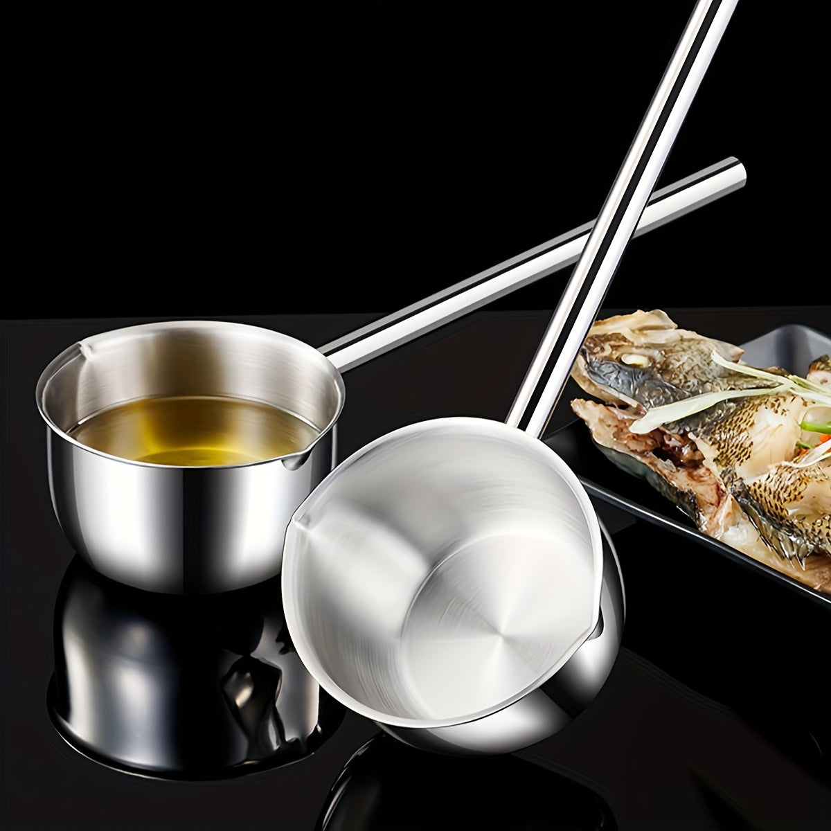Small Stainless Steel Butter Melting Pot with Extended Handle for Heating Oil and Sauces