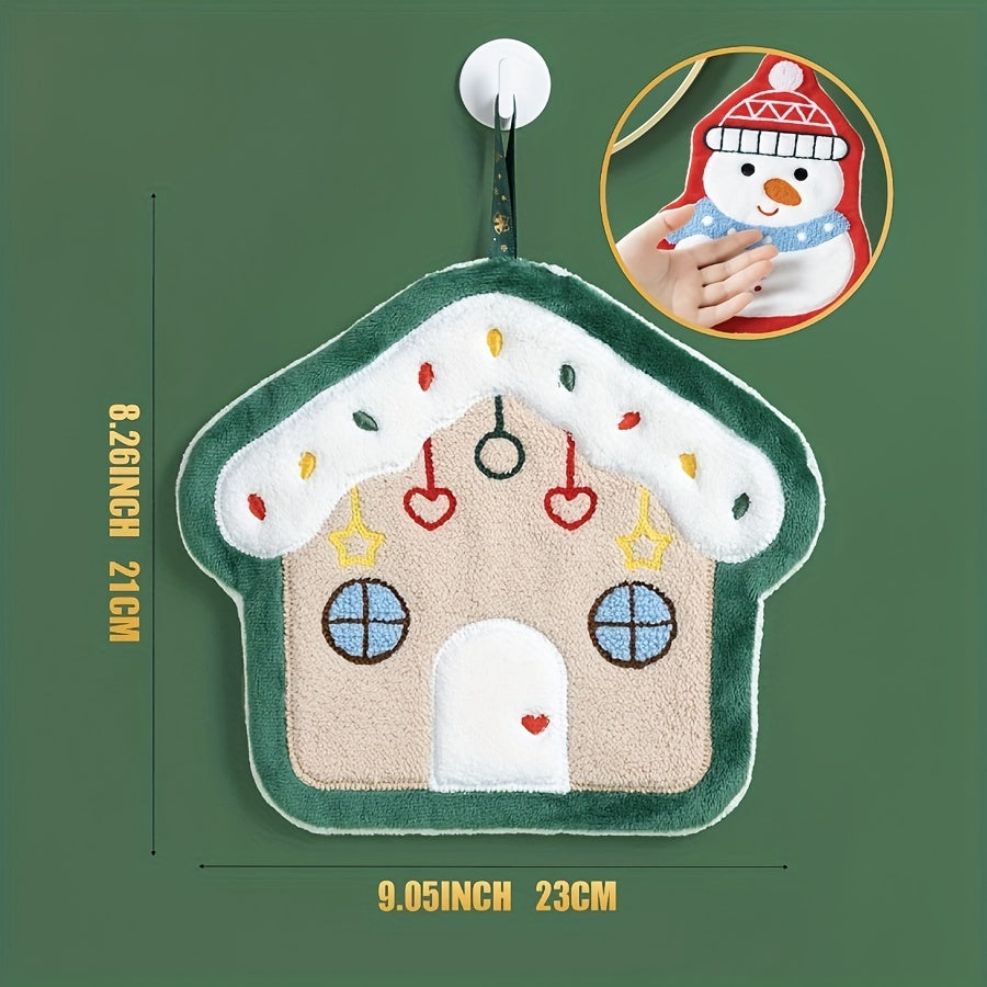 Christmas Themed Quick-Dry Hand Towel Thick Breathable Festive Design