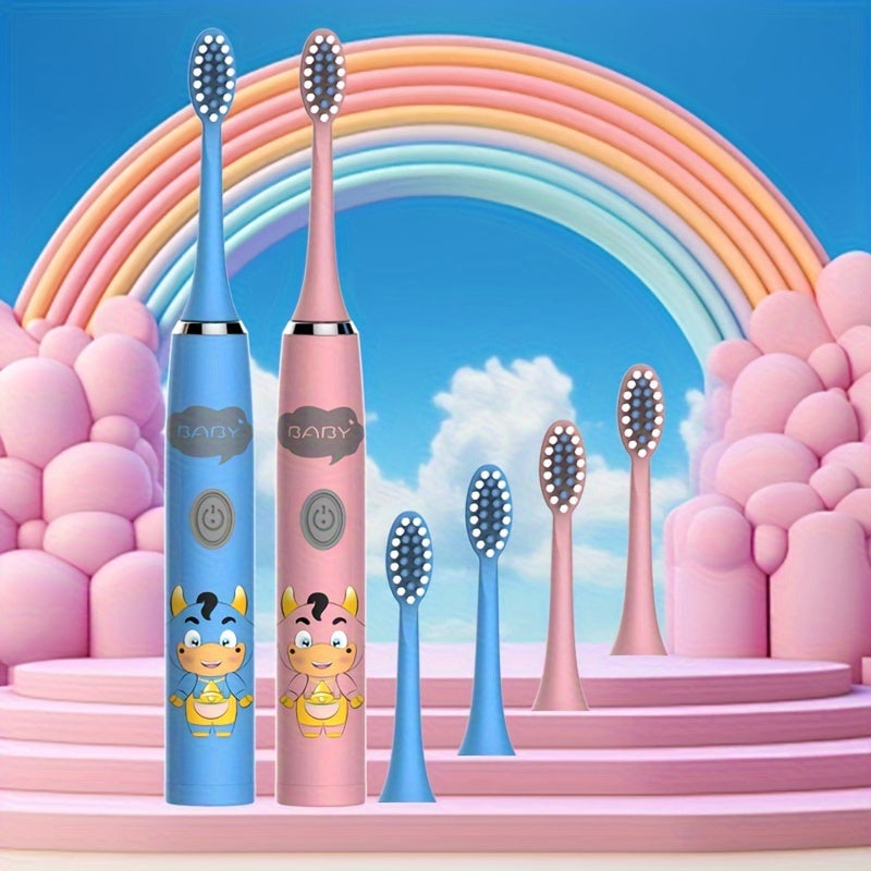 Electric Toothbrushes for Kids with Replaceable Ultra-Soft Bristles and Smart Timer (2 Pack)