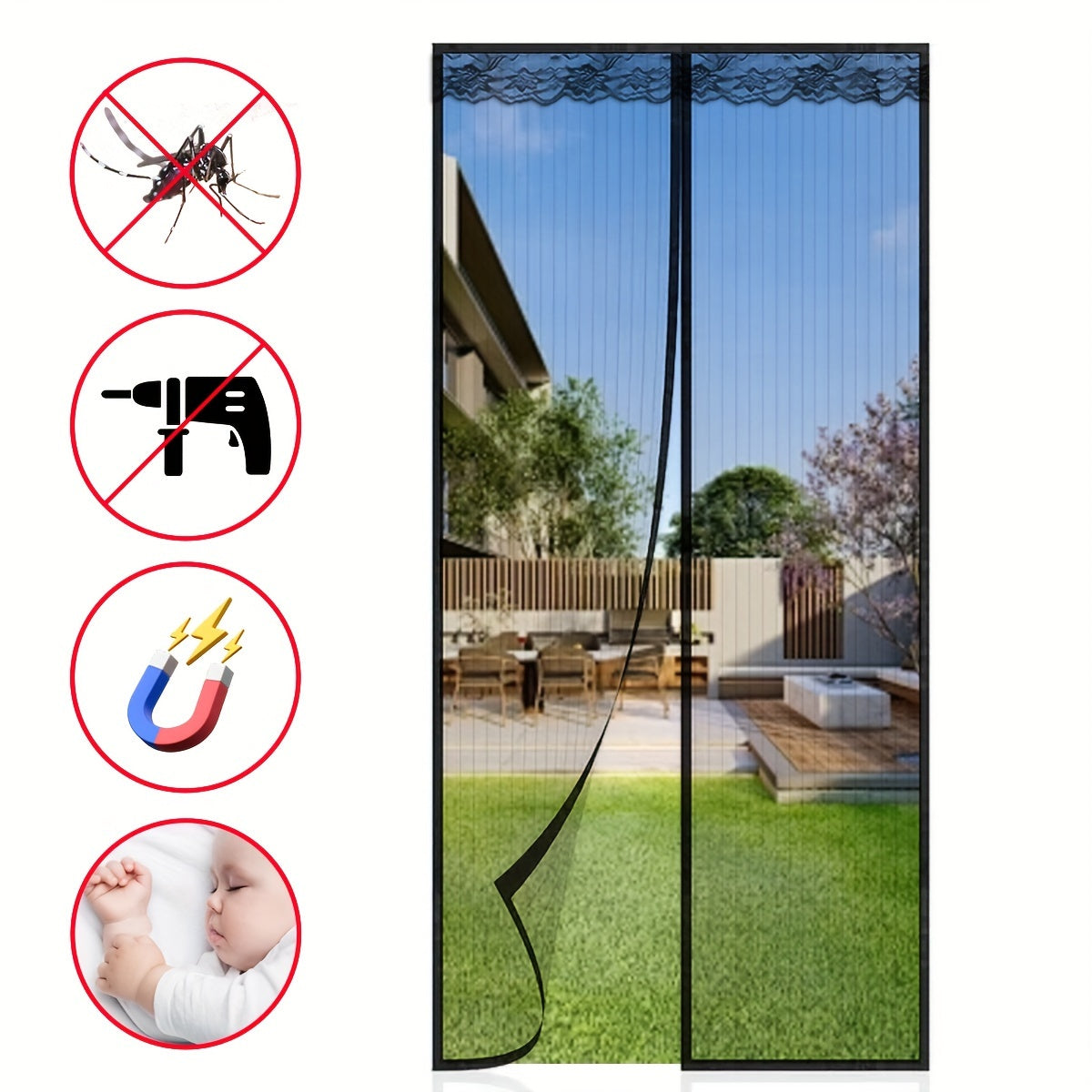 Magnetic Insect Screen for Kitchen and Living Room Fly-Proof Self-Closing Summer Mesh