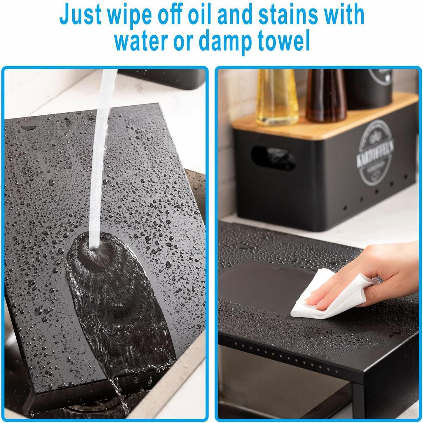 Black Non-Retractable Stove Burner Cover Heat-Resistant Organizer for Electric Stoves