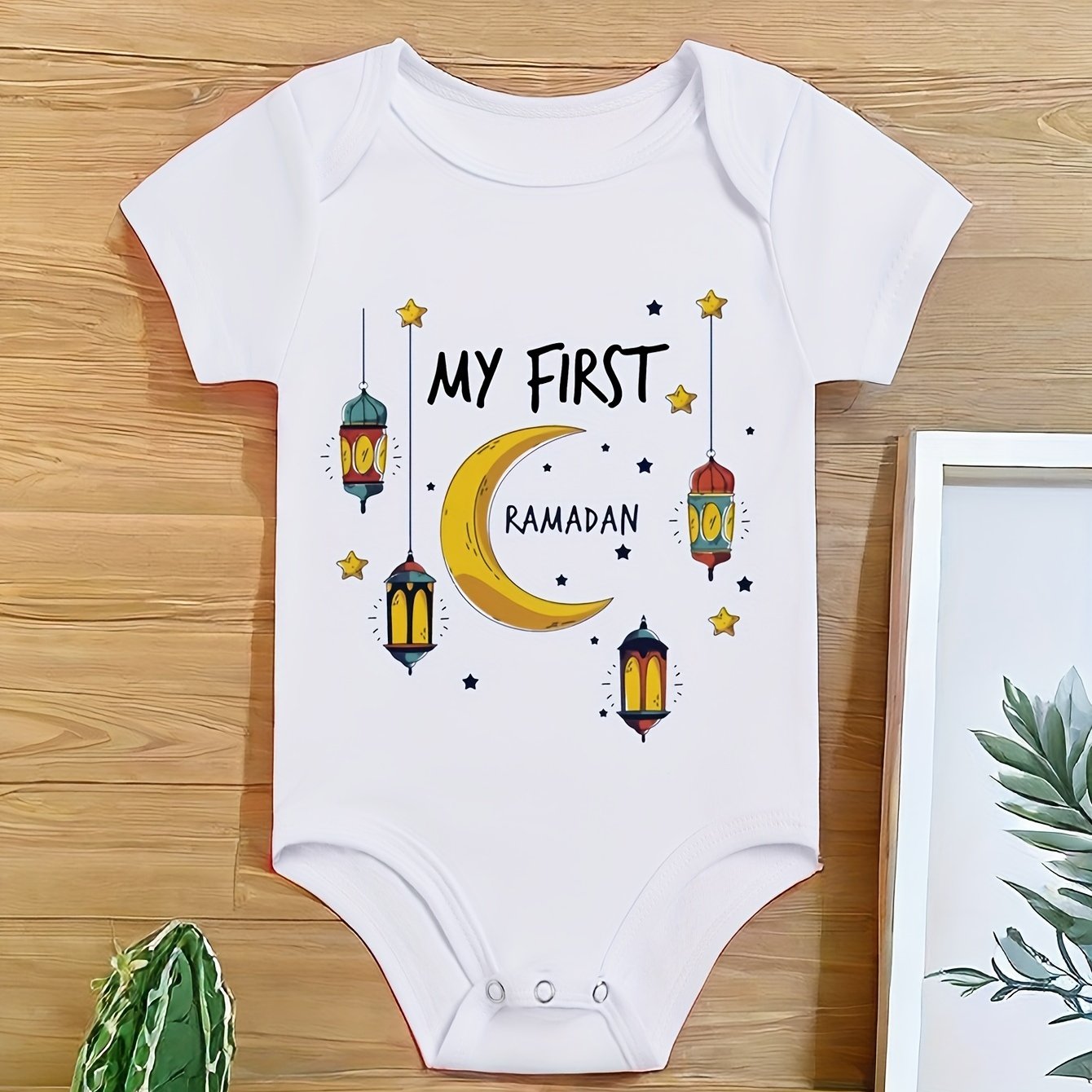 Bola erkak paxtali Ramazon oy yulduzlar romperi qisqa qoʻl, kundalik, barcha mavsum uchun