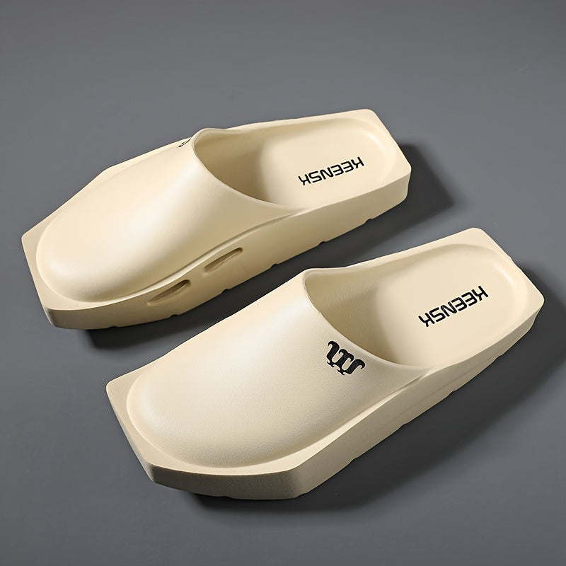 Men's EVA Slides with Alphabet Print Non-slip Thick Sole Indoor Outdoor Casual Sandals for Spring Summer Autumn