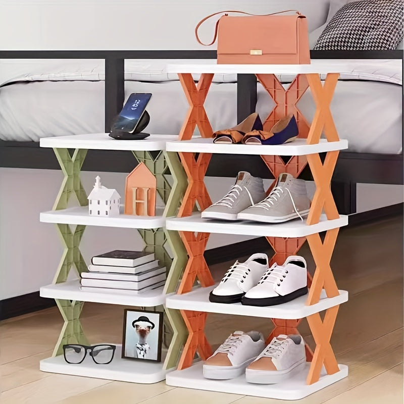 Portable Plastic Shoe Rack Organizer Space-Saving Mini Shoe Shelf for Home Office
