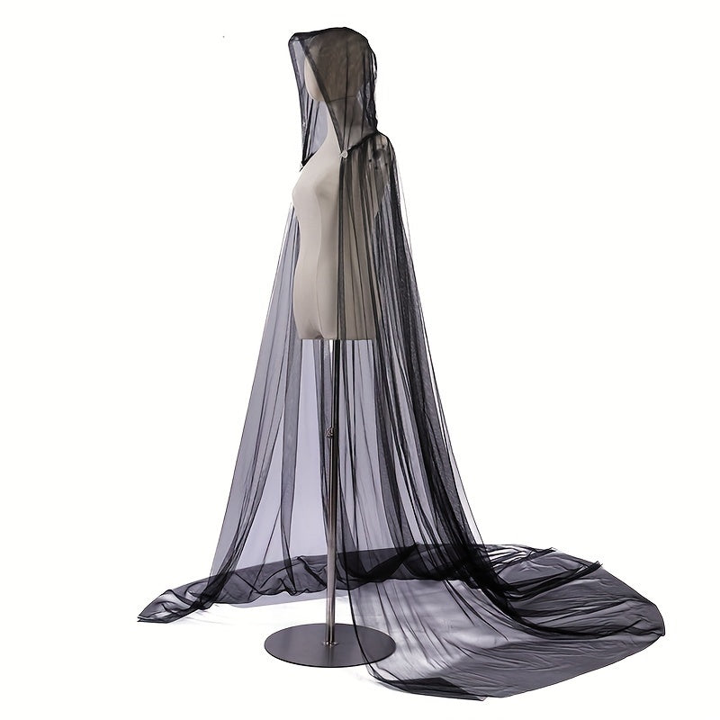 Ayollar uchun Vintage Vampir to'yli tulle shlyapa, kapot bilan, kostyumlar va tadbirlar uchun