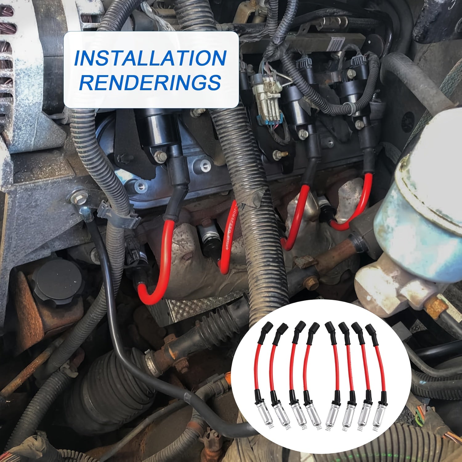 High Performance Spark Plug Wires Set for Chevy GMC Isuzu 4.8L 5.3L 6.2L