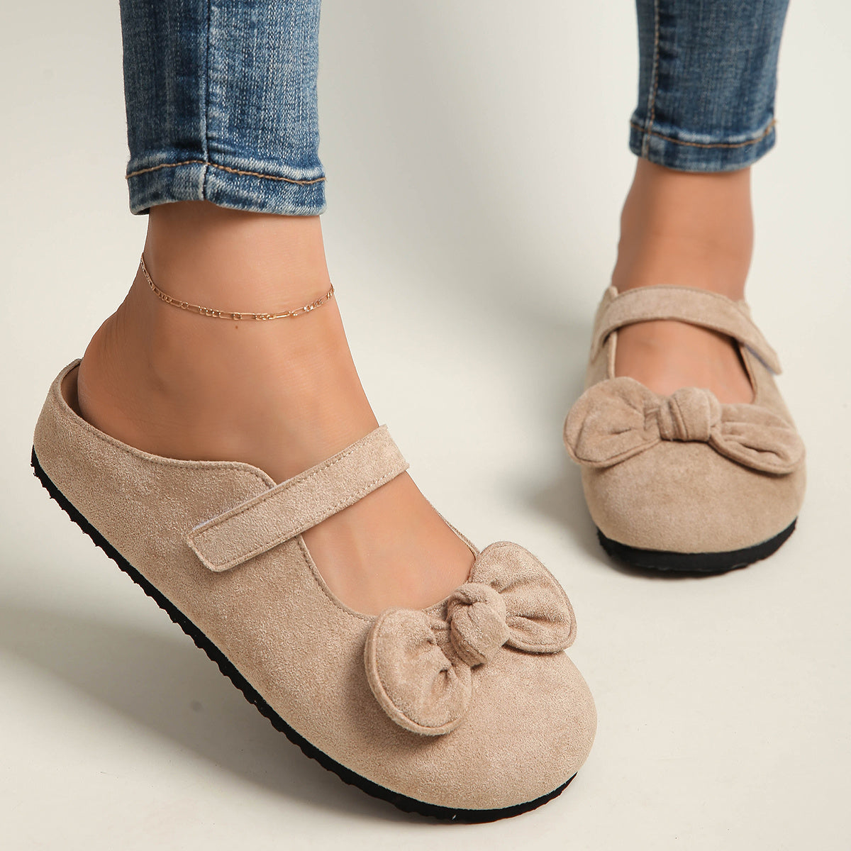 Women's Slip-On Mules with Cushioned EVA Soles and Bow - All-Season Casual Shoes