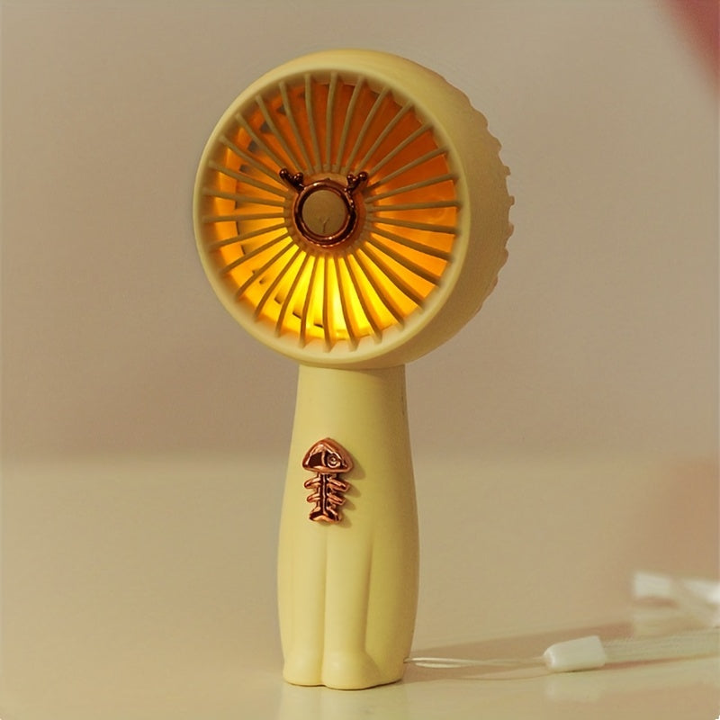 Mini qoʻl bilan ushlanadigan shamol bilan yoritilgan USB quvvatlanadigan portativ shaxsiy sovutish qurilmasi