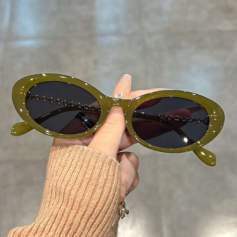 Women's Cat Eye Glasses Small Frame Metal Hollow Arms Anti-Reflective Lenses for Beach and Party