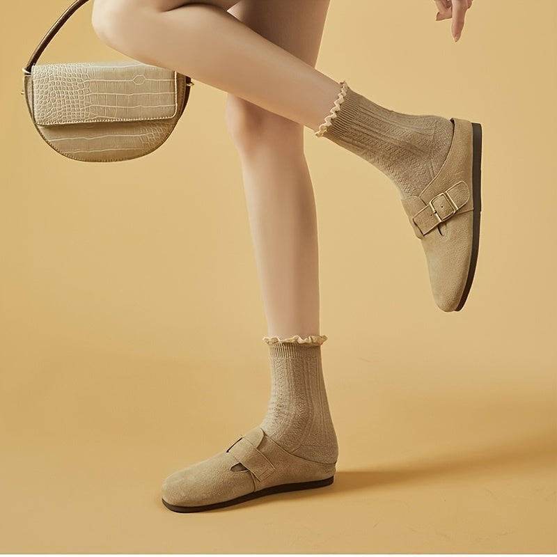 Women's Soft Slippers Flat Shoes with Shock-Absorbing Cushion and PU Cover