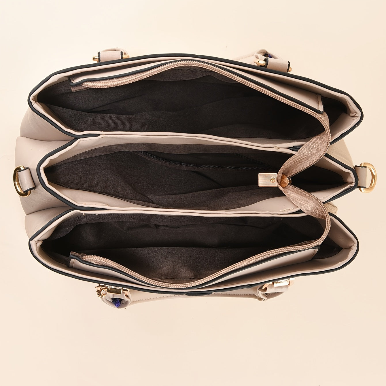 Women's Tote Bag with Plaid Pattern PU Zipper Closure Large Capacity in Khaki Green Black