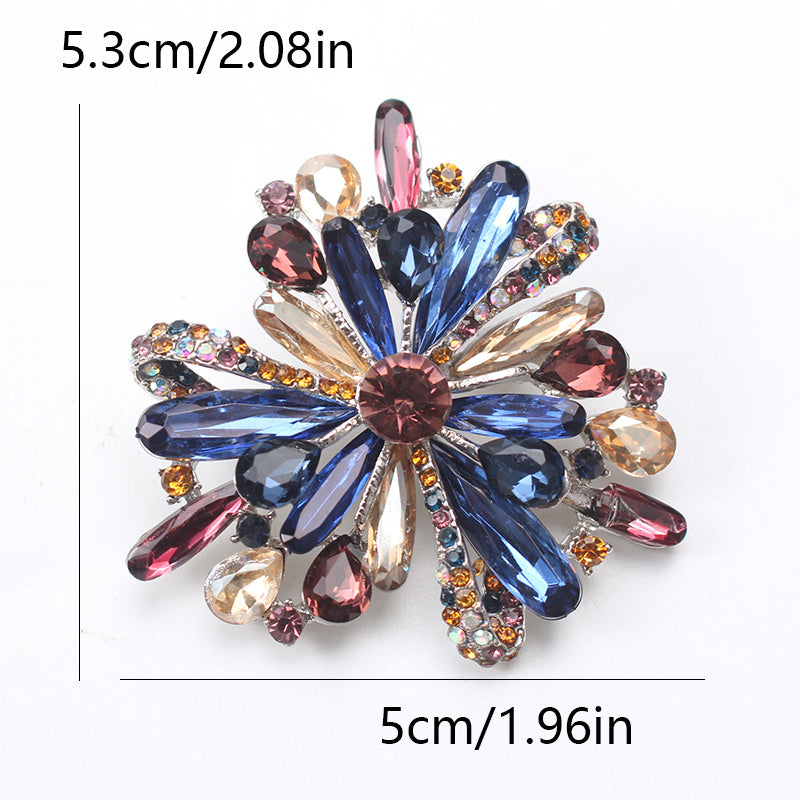 Vintage Rhinestone Flower Brooch Irregular Shape Elegant Jewelry for Women