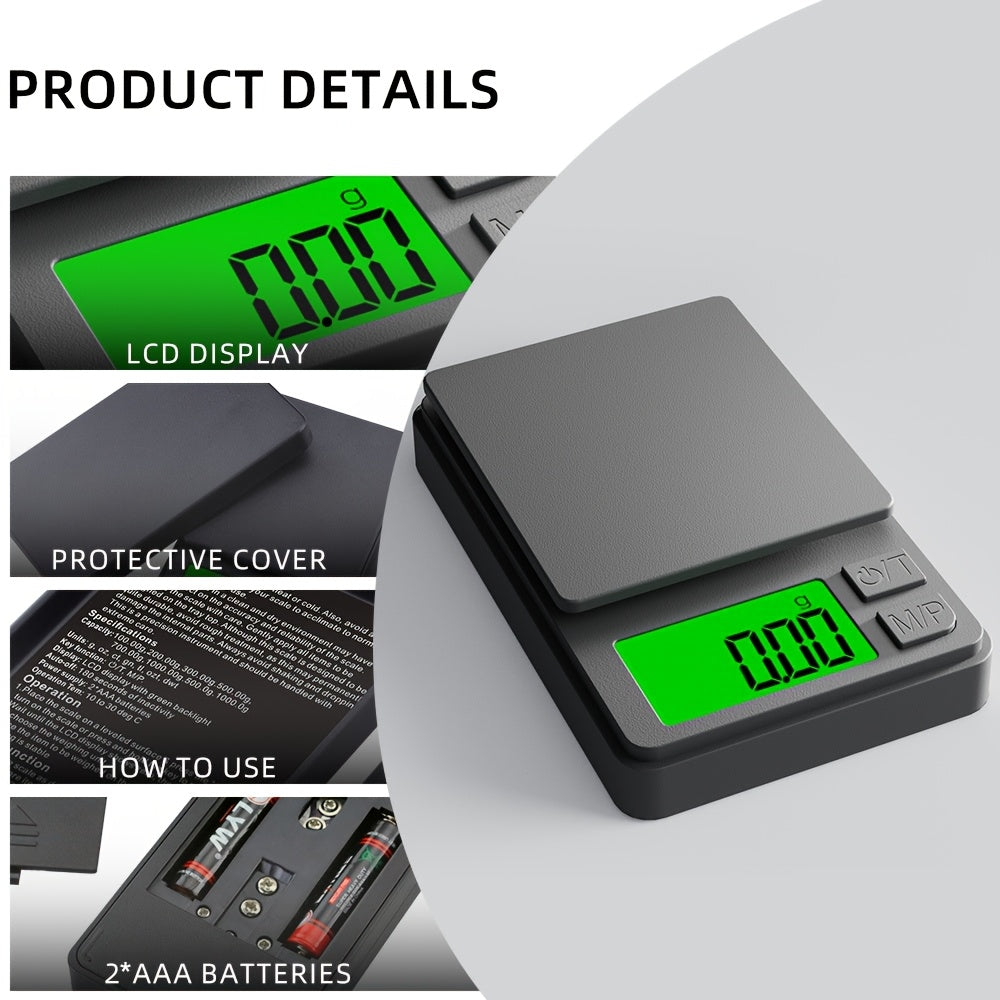 FODWET Mini Pocket Digital Scale 0.01g aniqlik bilan, zargarlik va oshxona uchun portativ. Batareya bilan ishlaydi.