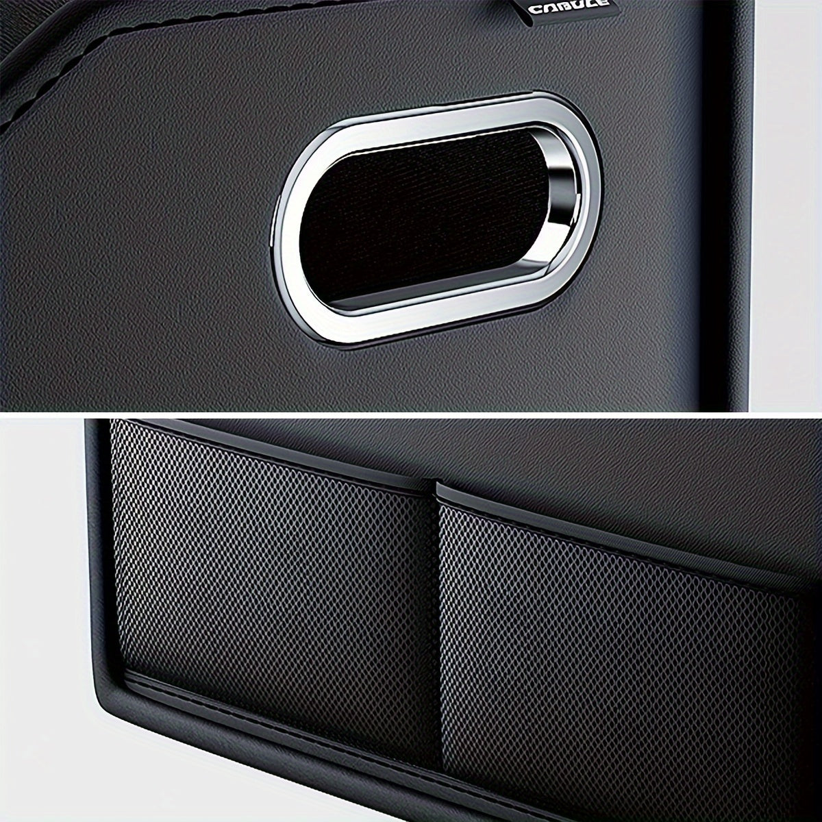 Black PU Leather Car Trunk Organizer Foldable Storage Box with Handles