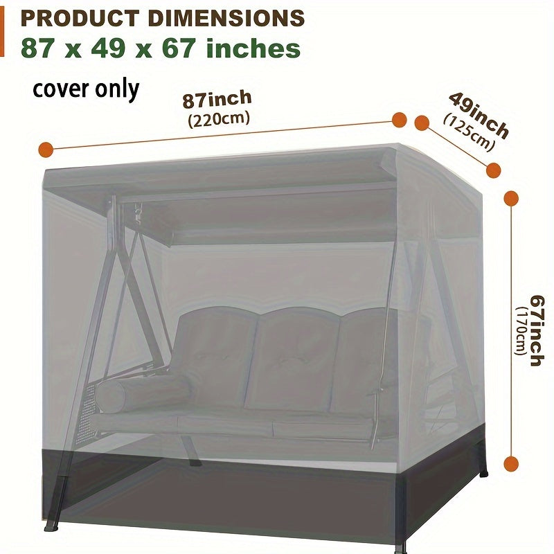 Outdoor Swing Cover for 3-Seat Patio Furniture Waterproof Black Gray