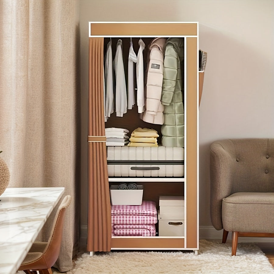 Stainless Steel Freestanding Wardrobe with 3.2 Cu Ft Storage and Easy Assembly