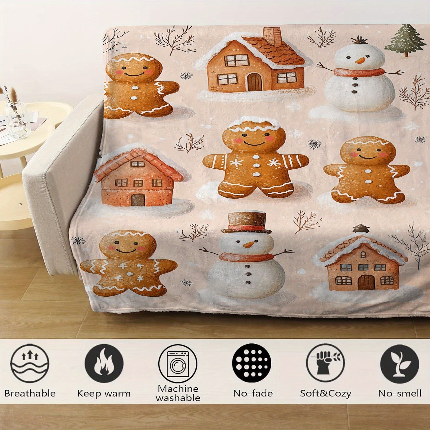 Contemporary Digital Print Flannel Fleece Blanket for All Seasons Soft Polyester Hypoallergenic