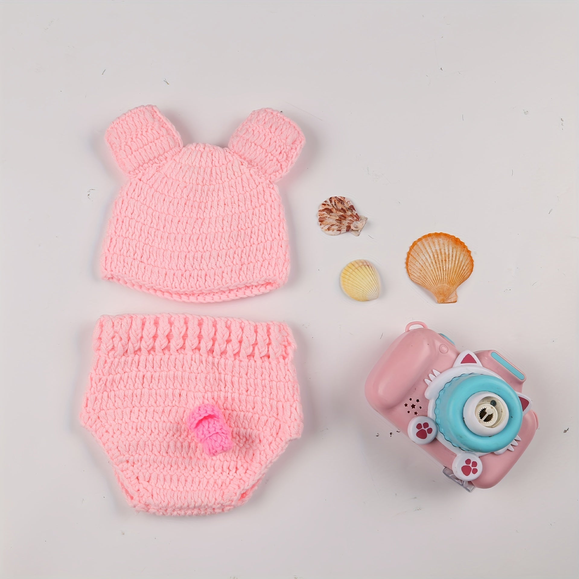 Accesorios para fotografía de bebés infantiles, sombrero de cerdito y pantalones cortos, conjunto de 2 piezas