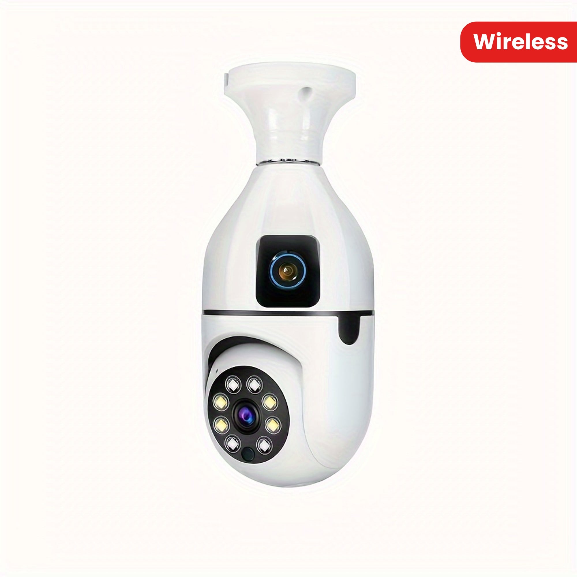Wireless Dual-Camera Security Bulb with 360° Panoramic View Night Vision Motion Detection Two-Way Audio
