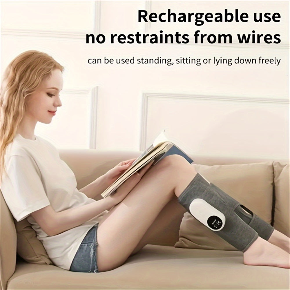USB Rechargeable Leg Massager with Heat Air Compression for Feet Calves Thighs Knees
