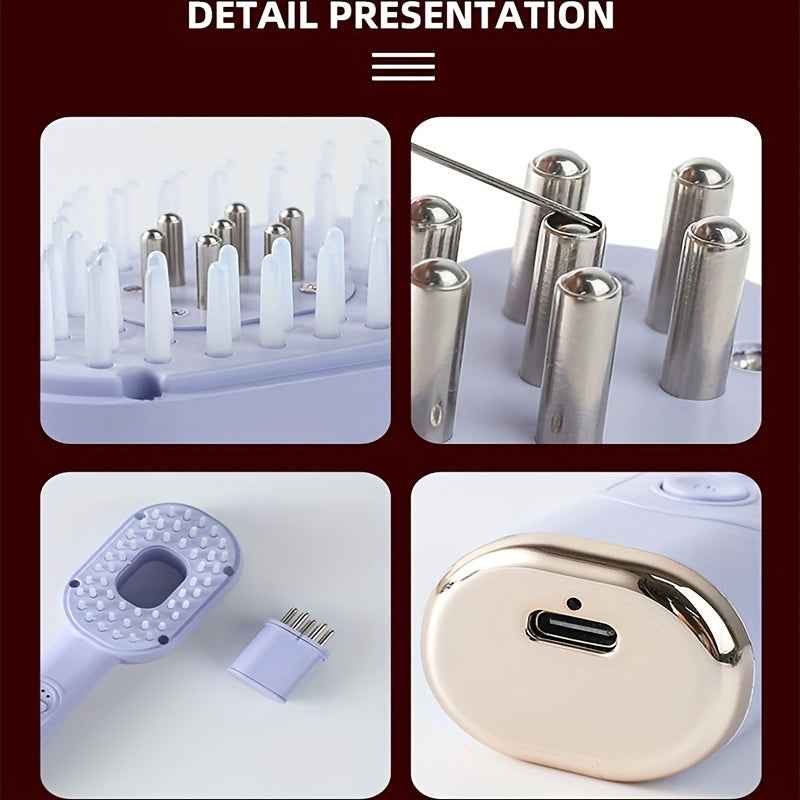 Electric Massage Comb for Scalp and Hair Care with Liquid Oil Applicator Purple