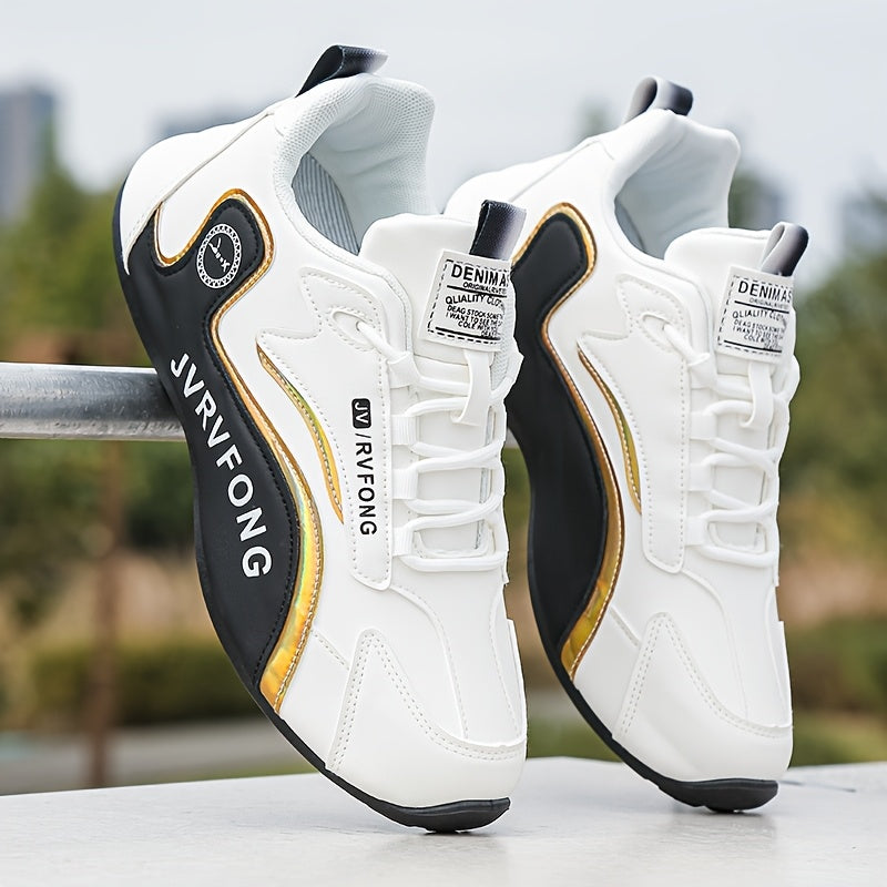 Men's Casual Skate Shoes Solid Color Low Top Lace-Up Breathable Fabric Insole PU Sole