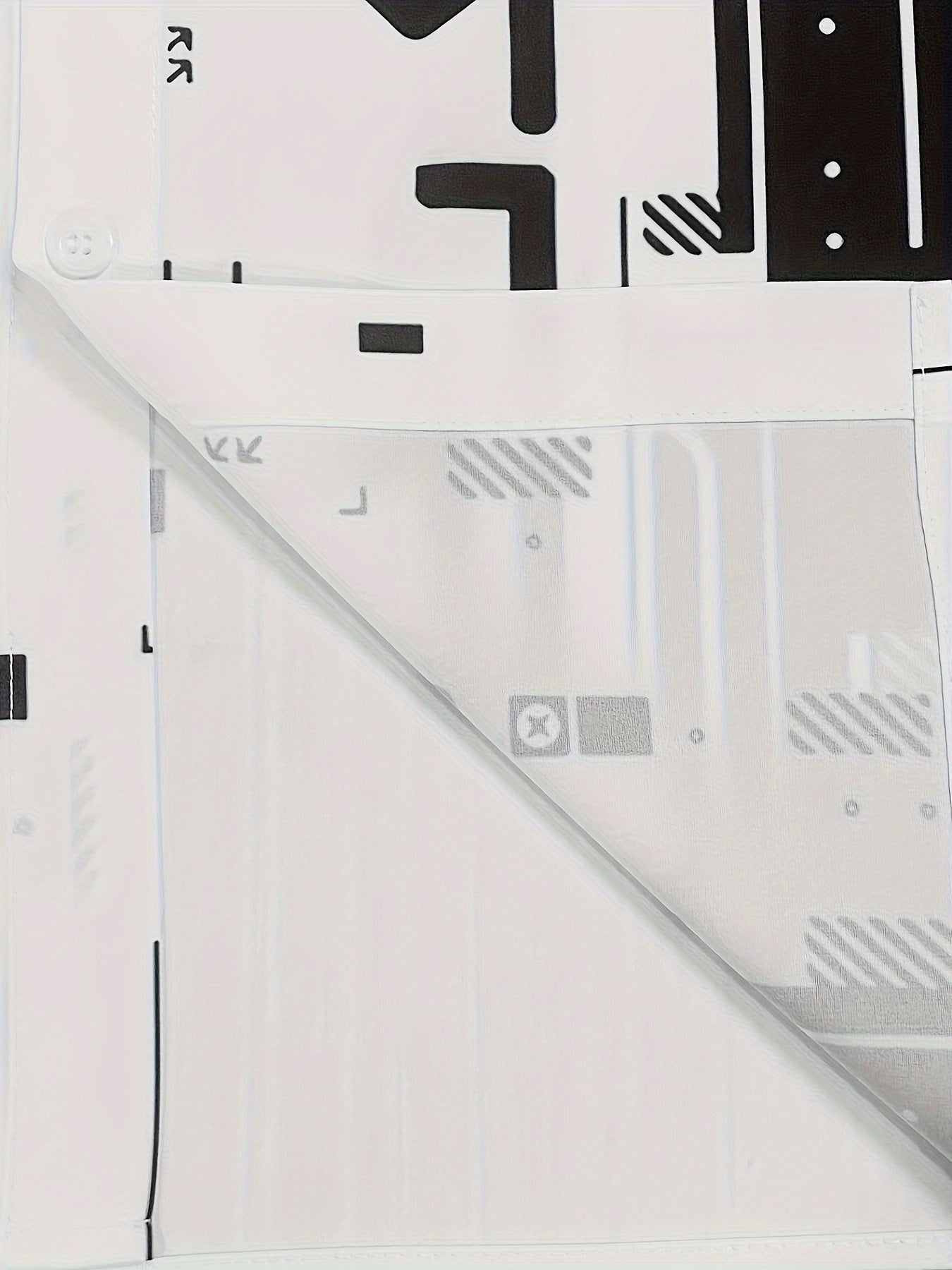 Men's Plus Size Casual Shirt Black and White Geometric Print Polyester Spandex Woven