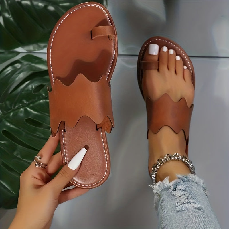 Женские легкие сандалии с петлей на пальце, открытые шлепанцы, летняя обувь