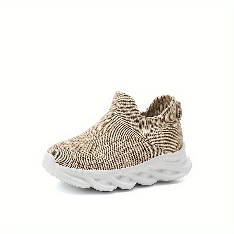 Kids Breathable Slip-On Sneakers with Stretchy Knit Fabric and EVA Sole for Running and Casual Wear