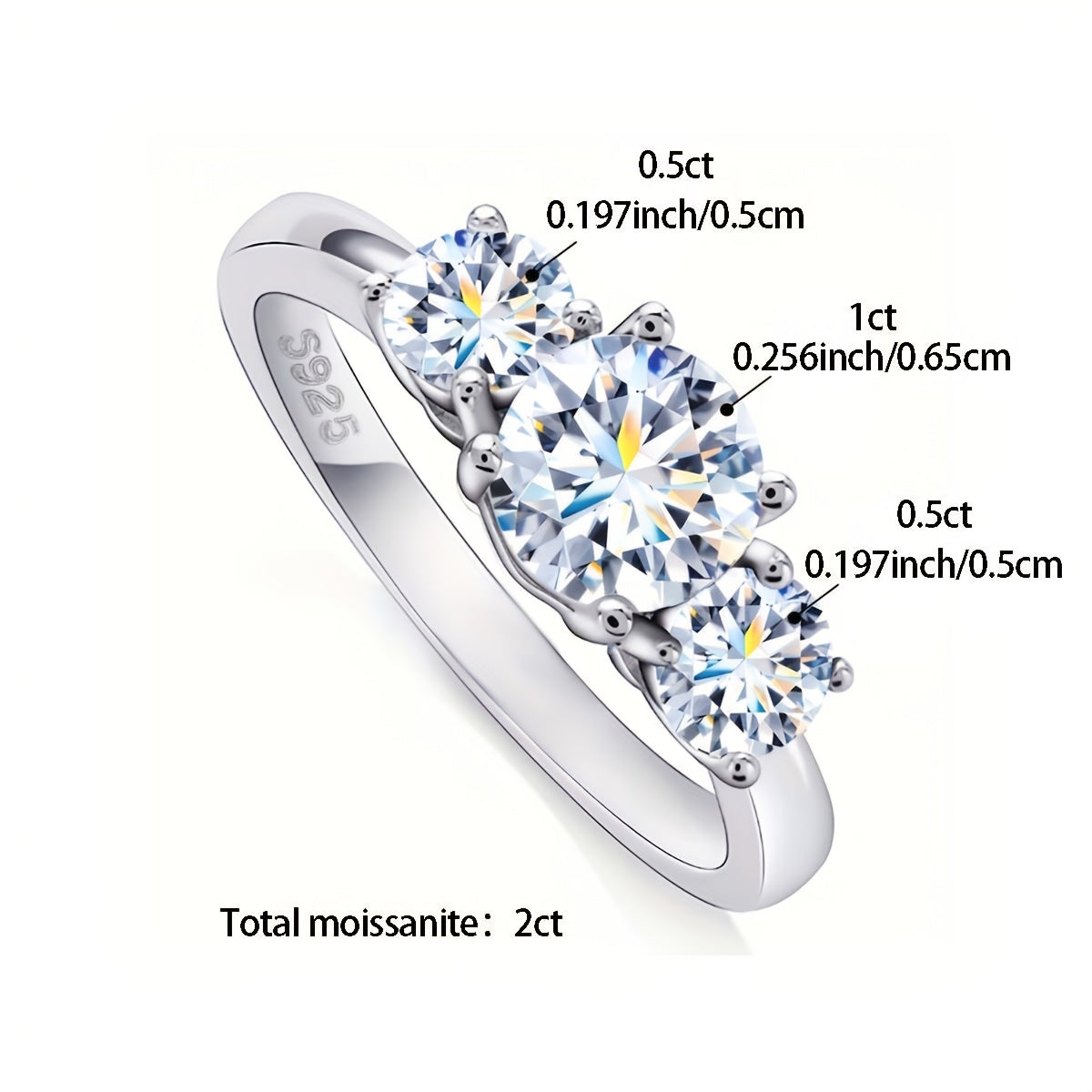 Sterling Silver 1.6CT Moissanite Engagement Ring with Hypoallergenic 4-Prong Setting for Women