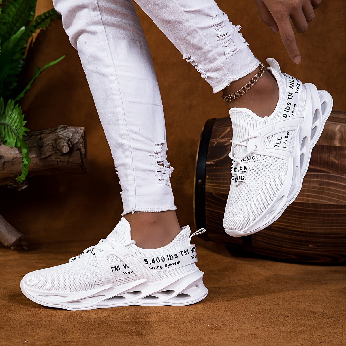 Women's White Mesh Low-Top Sneakers Casual Walking Shoes with Cushioned Sole