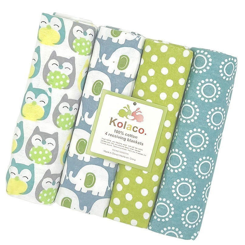 Set of 4 Soft Cotton Baby Receiving Blankets for Newborns 76x76cm
