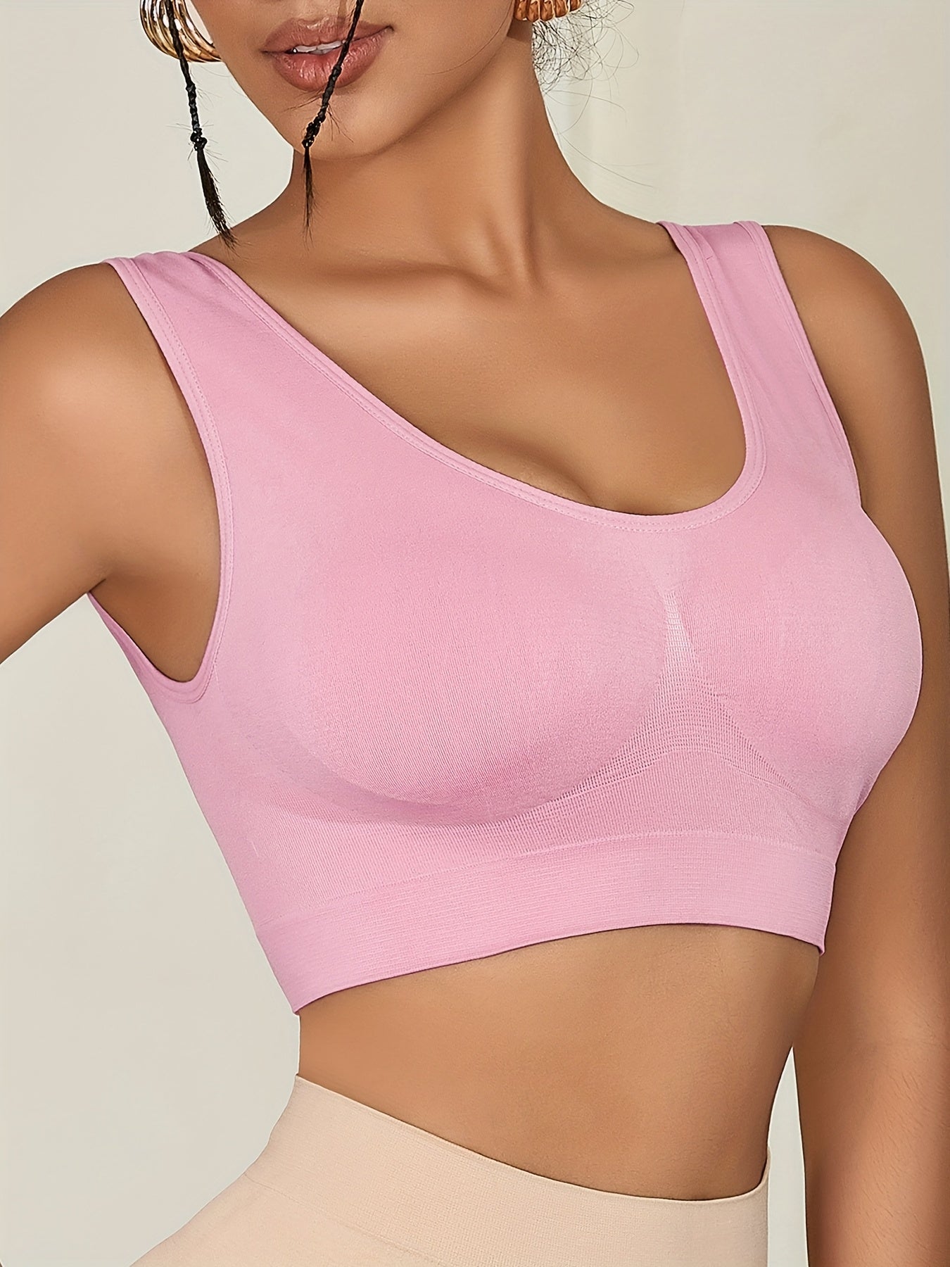 Women's Sports Bras 3 Pack Seamless High Support Crop Tops Without Padding