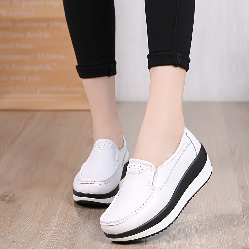 Women's Casual Canvas Sneakers, Slip-On Wedge Shoes, Soft Sole