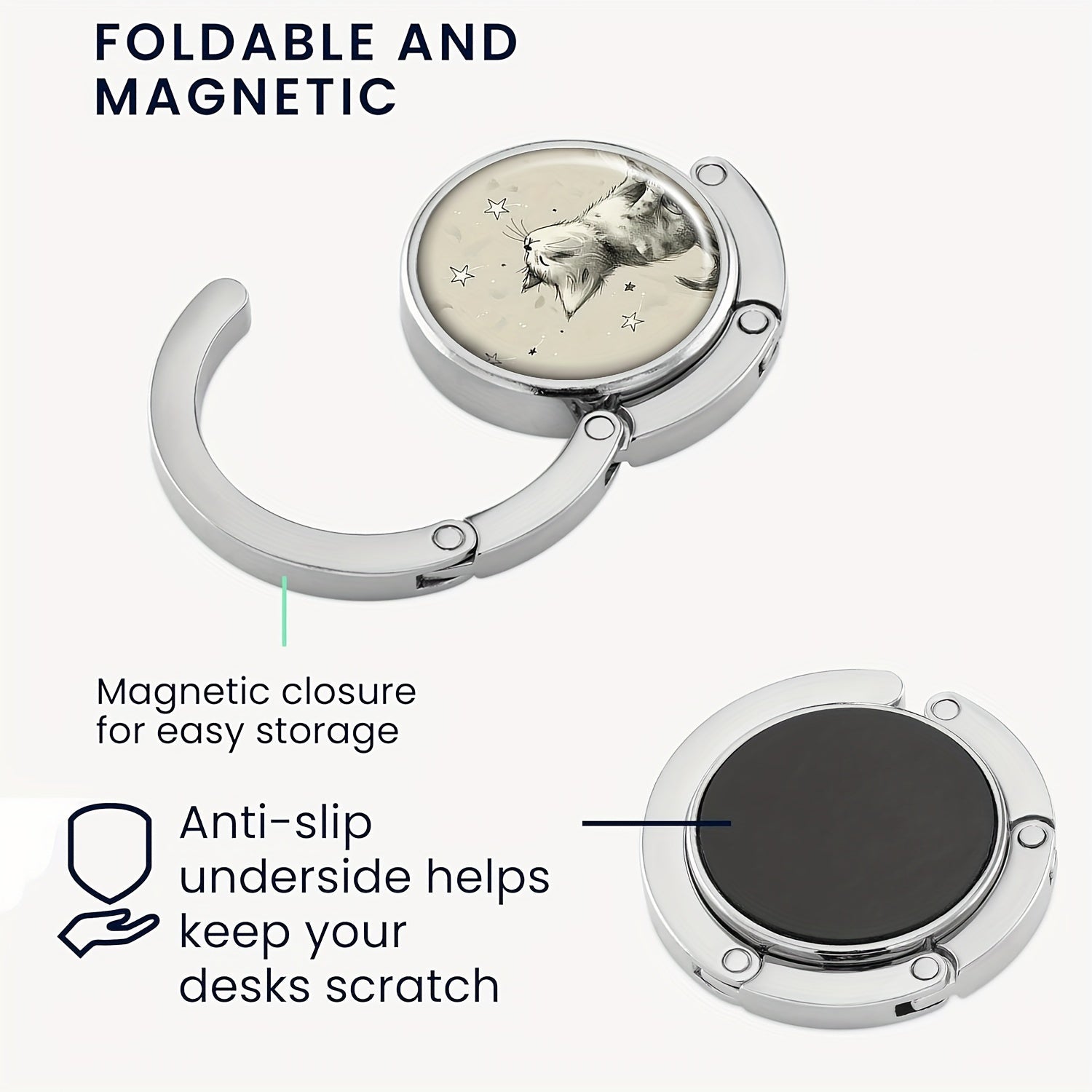 Trendy Cat & Stars Qiyshayadigan Sumka Ilgichi - Tashqarida Ovqatlanish, Tungi Hayot uchun Quvnoq Stol Sumka Ilgichi | Yagona Turi Hediye Tanlovi