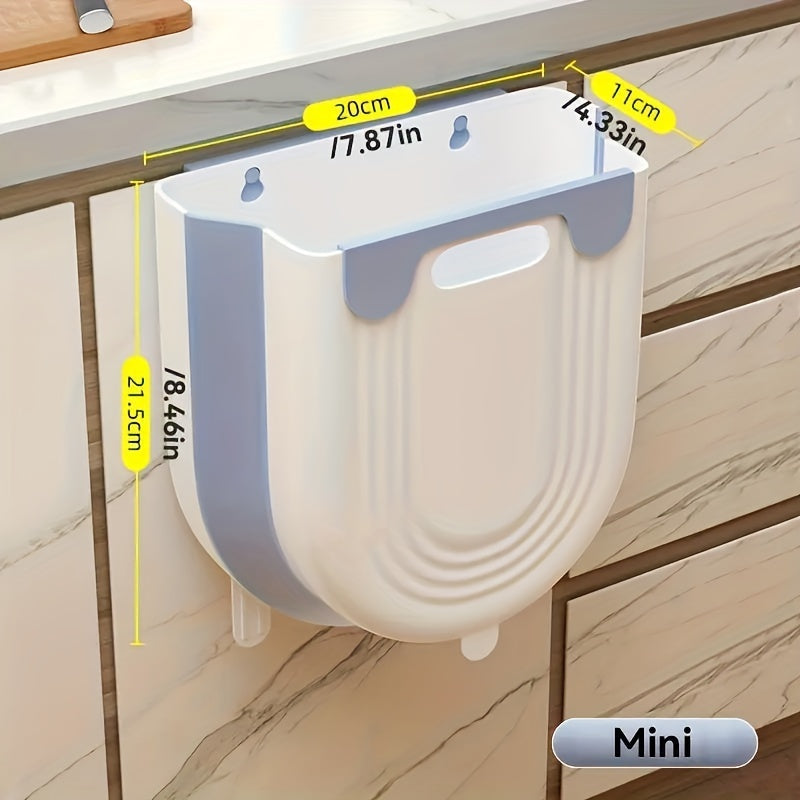 Foldable Plastic Trash Can with Cabinet Hook for Kitchen and Bathroom Storage