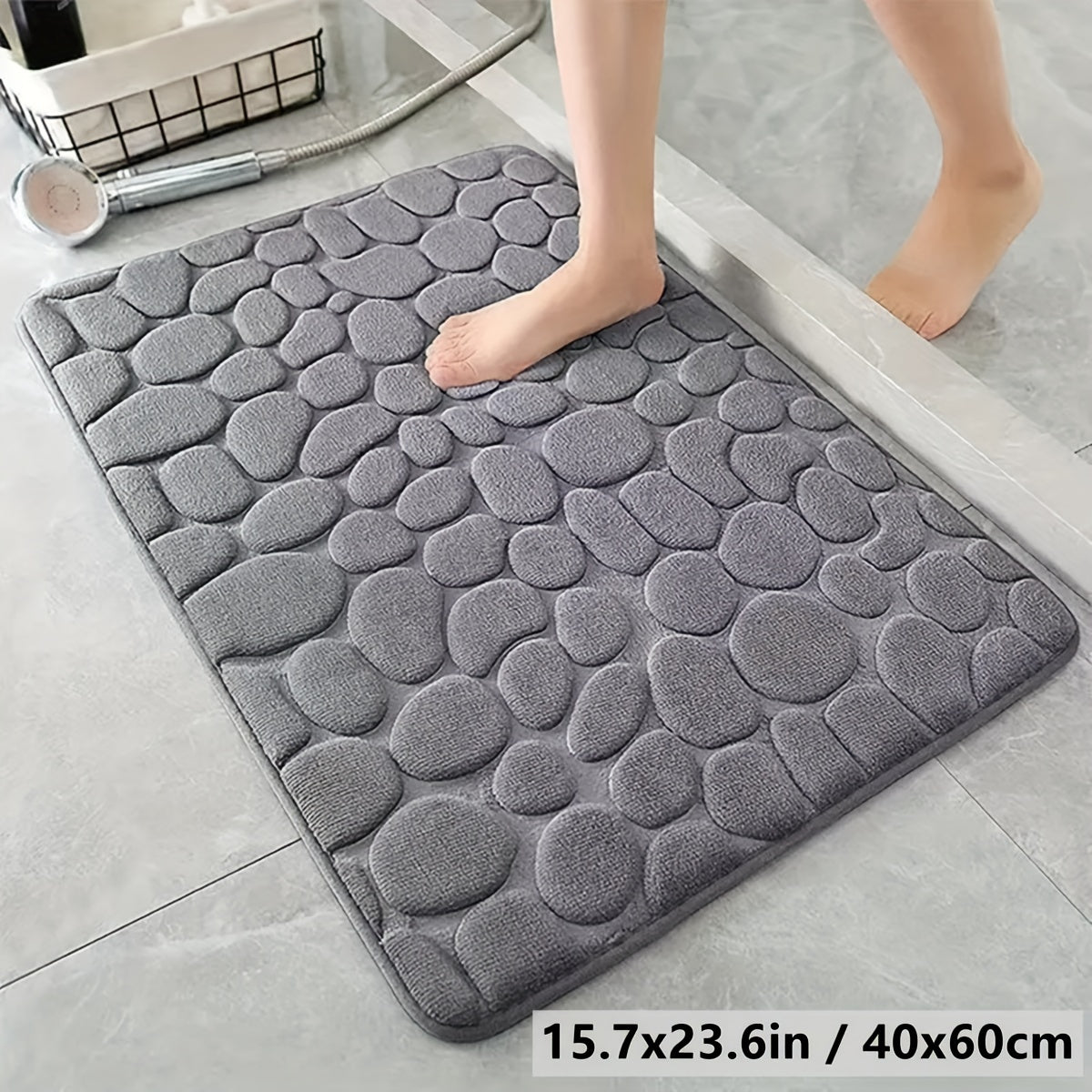 Alfombra de baño de felpa gris coral antideslizante, de secado rápido, absorbente y suave, rectangular