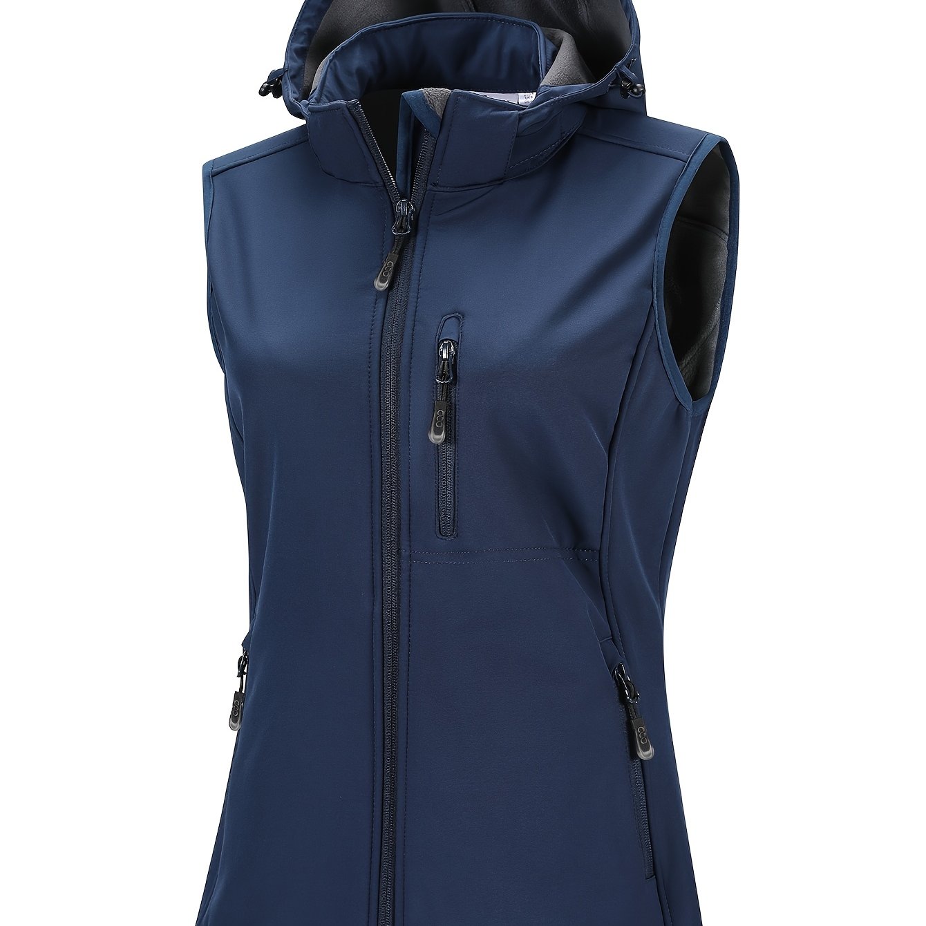 Women's Softshell Vest Hooded Lightweight Windproof Sleeveless Fleece Outdoor