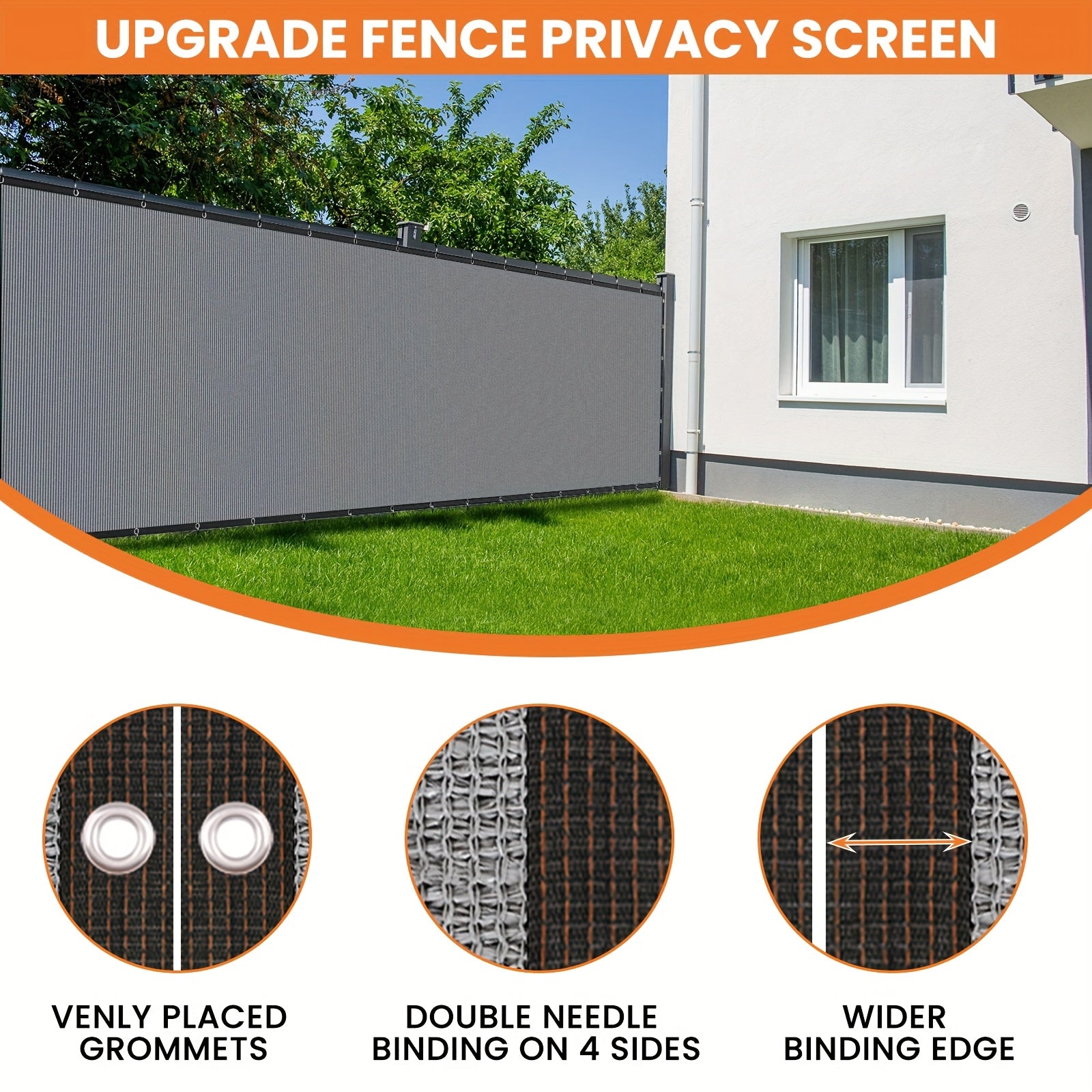Gray Outdoor Privacy Screen 5x50 Feet Wind Blocker for Fences with Zip Ties
