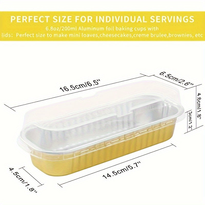 20 Pack Disposable Aluminum Foil Mini Bread Pans with Lids 6.8oz Rectangular Baking Cups for Bread Cheesecakes