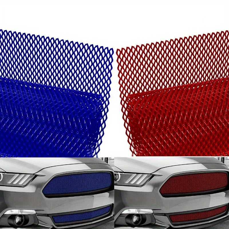 Universal Vehicle Body Modification Tool Diamond Aluminum Front Bumper Mesh Red Blue