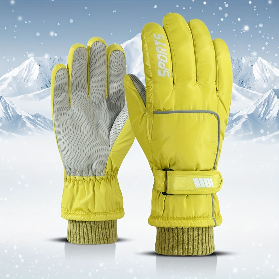 Winter Ski Gloves Touchscreen Compatible Waterproof Windproof Fleece Lined Anti-Slip Grip