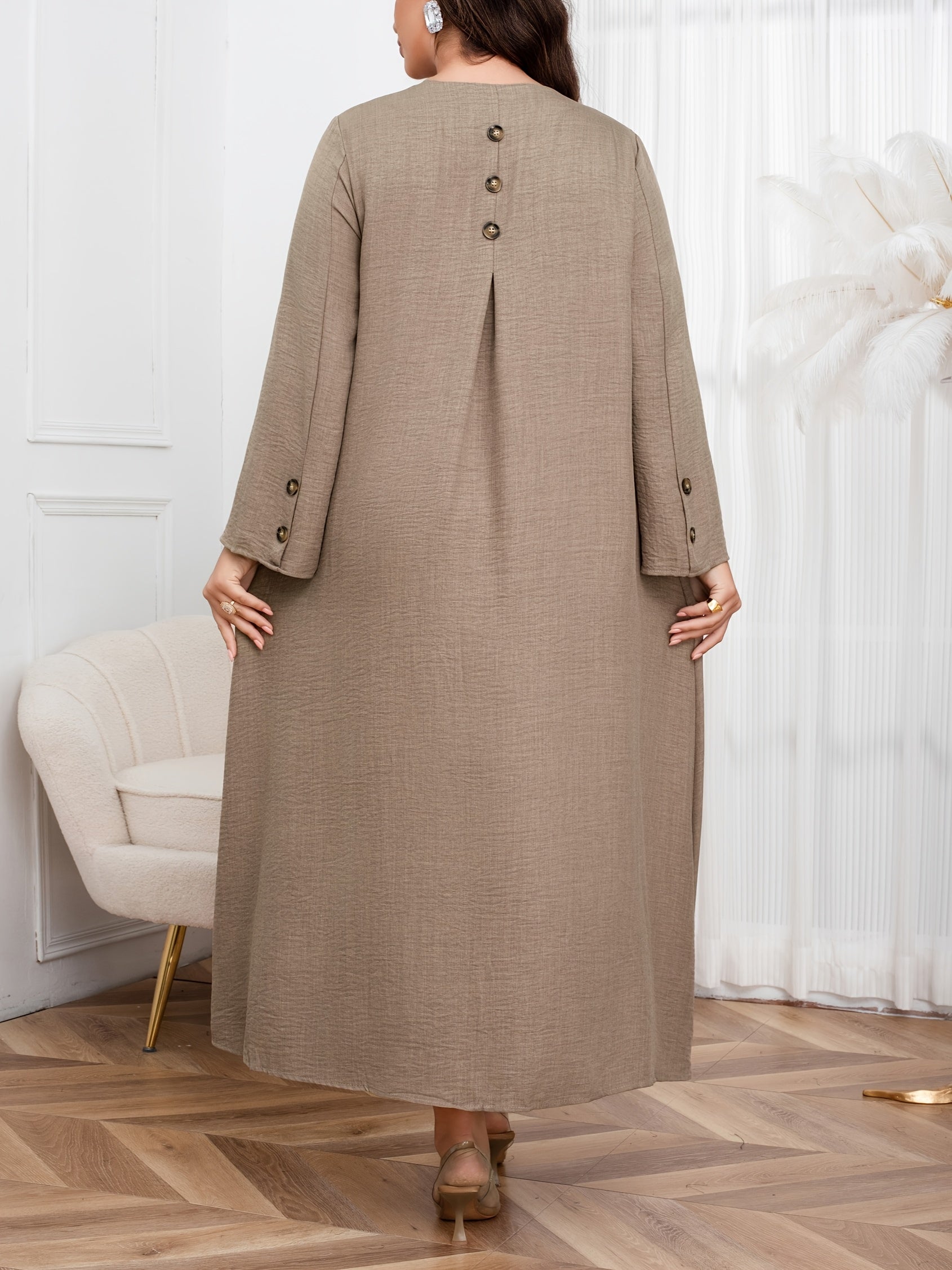 Plus Size Autumn Winter Loose Single-Breasted Dress Elegant Casual Clothing