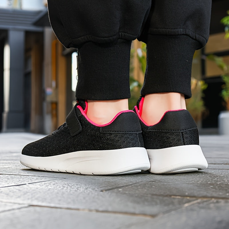 Girls' Breathable Mesh Sneakers with Magic Tape Closure EVA Sole Round Toe for Daily Casual Wear