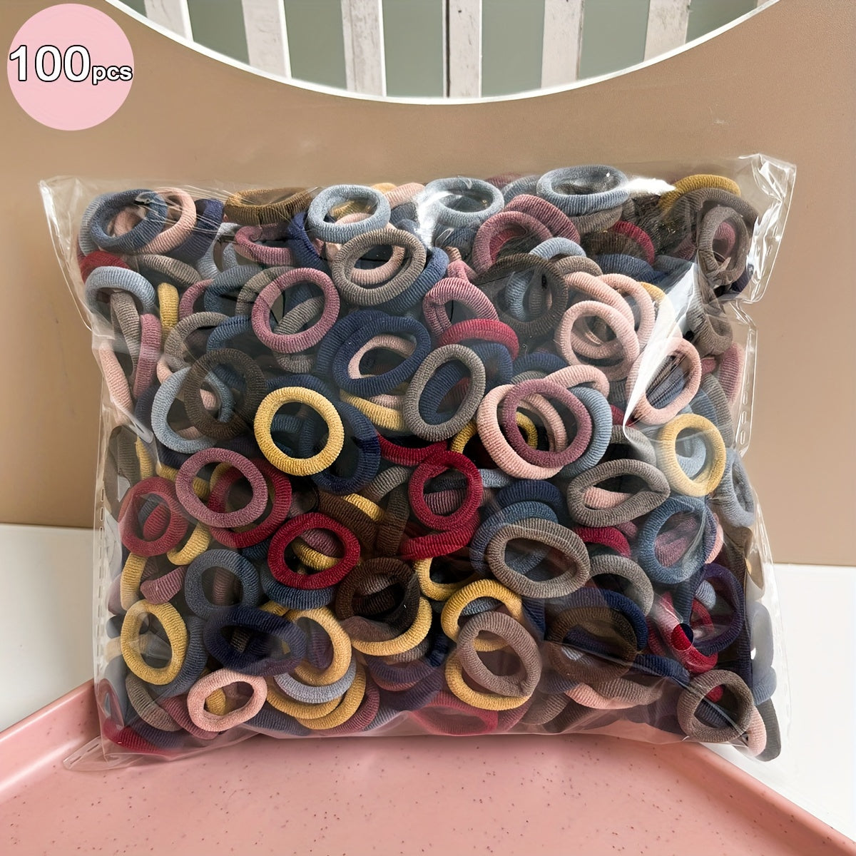Girls Hair Elastics Pack of 100 High Elasticity Rubber Bands for Buns and Ponytails