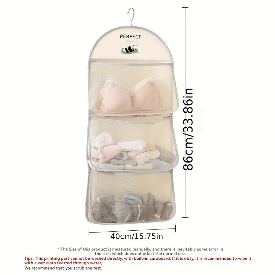 Space-Saving Wardrobe Organizer with 3.2 Cubic Feet Capacity Multi-Layer Mesh Storage