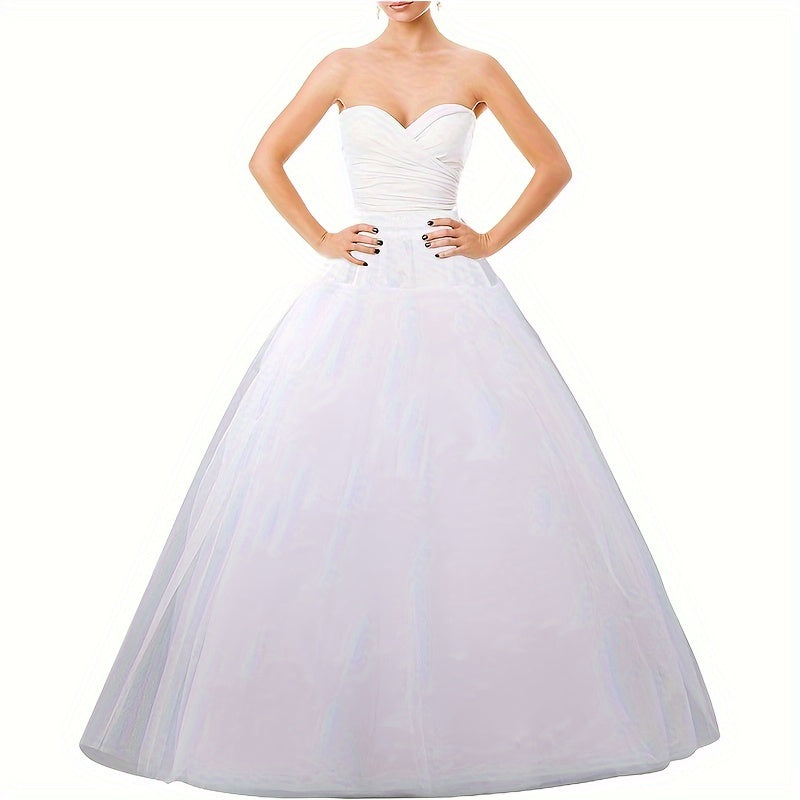 White A-Line Crinoline Petticoat for Bridal Gowns 4 Layers Tulle Waist Adjustable