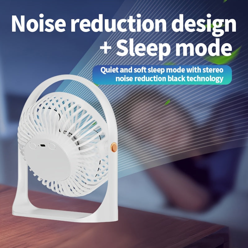 USB zaryadlash bilan portativ stol ventilyatori - turli xil va sozlanadigan 5 tezlik rejimlari, uy, ofis, yotoqxona, oshxona va o'qish uchun qulay havo oqimi - mukammal portativ va qulay